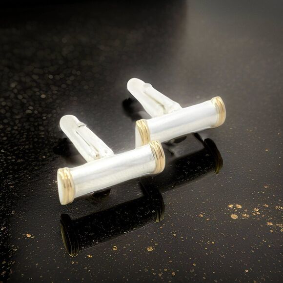 Tiffany & Co Cufflinks 18k Gold Sterling Silver Estate TIF898